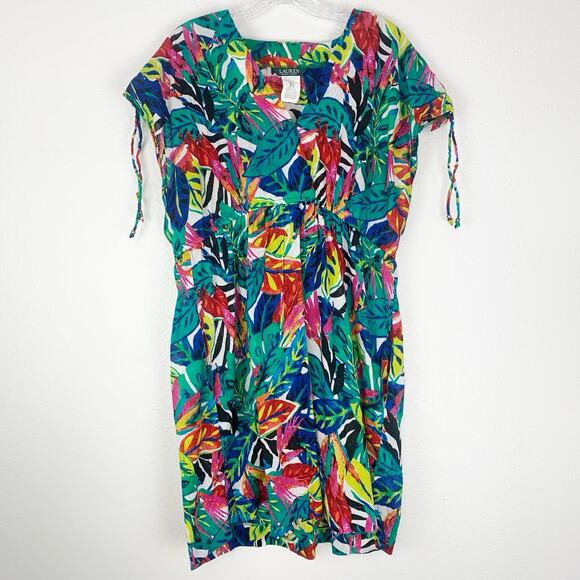 Lauren Ralph Lauren Dress Womens Large Swim Coverup Tropical Beach Pool Travel L - Picture 1 of 9